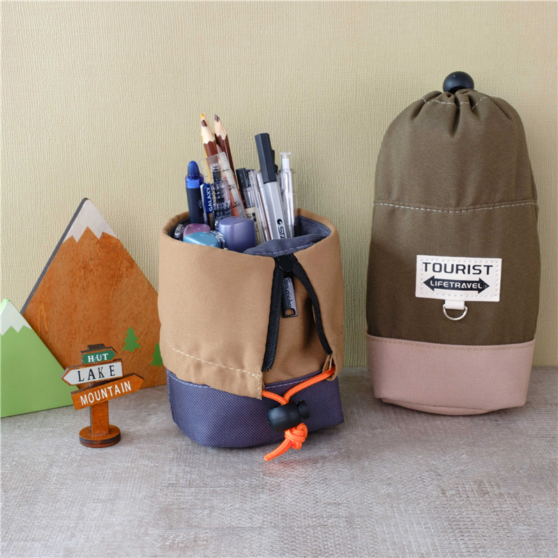 MK-7506 Rope Tighten Pen Bag Canvas Pencil Bag ၀၉