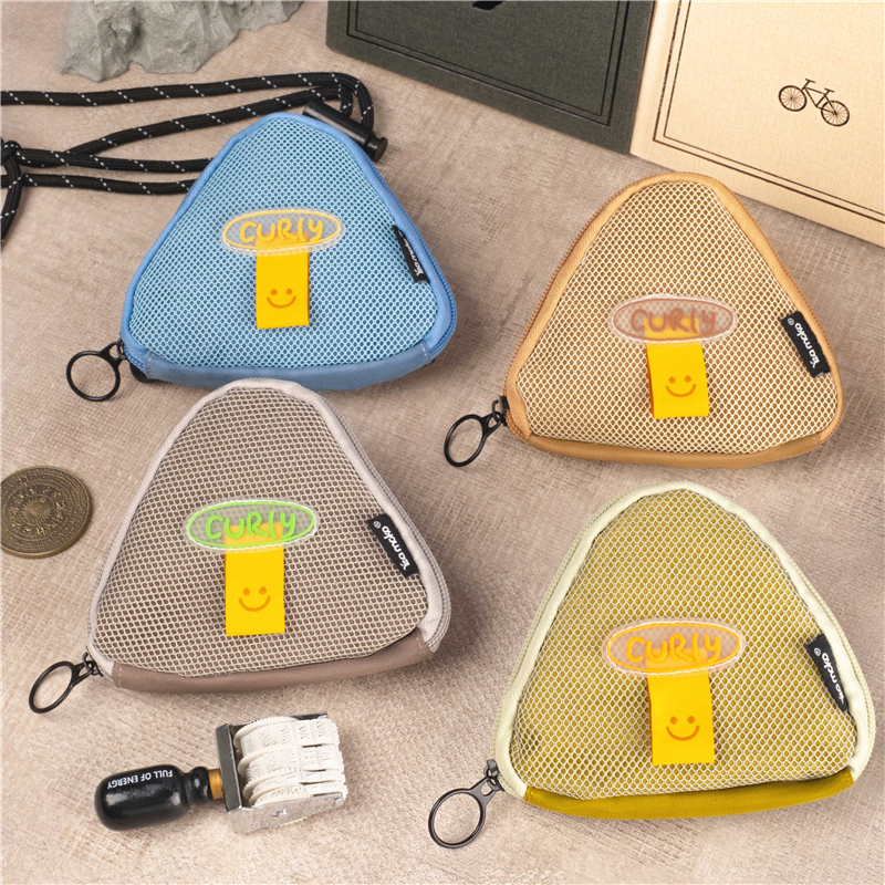 MK-7641 ትሪያንግል Wallet Canvas Pen Bag Pencil Case ተንቀሳቃሽ የሳንቲም ቦርሳ 08