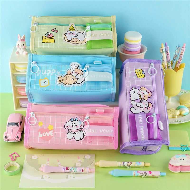 MK-7644 Zipper Stationery Pocket Pen Bag Aml-swyddogaethol Rhydychen Pensil Bag 01