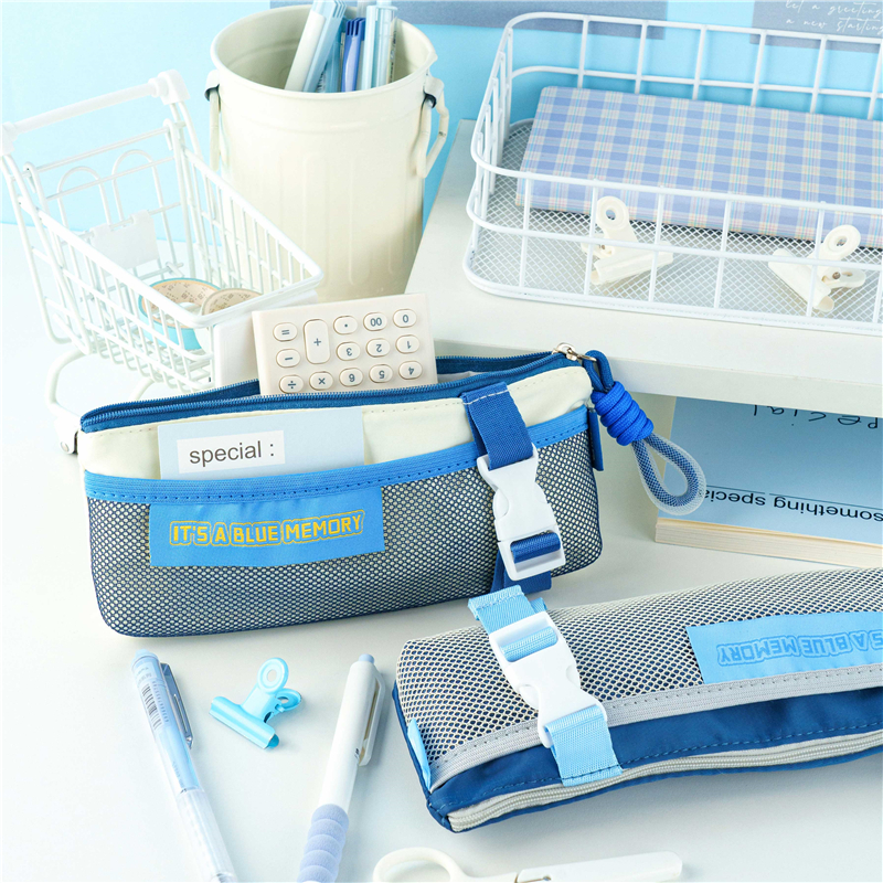 MK-7717 Triangle Pen Bag Composite Cloth Pencil Bag Stationery Pocket Schoolbag 04