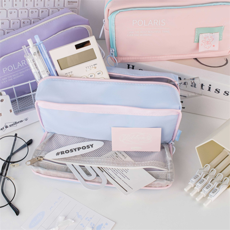 MK-7729 Handheld Pencil Bag Big Capacity Rectangle Pen Bag Composite Cloth Stationery Pocket 01