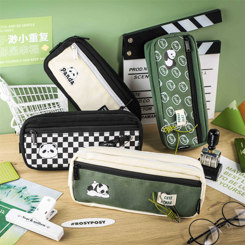 I-MK-7818 PANDA Ibhegi yeZipper yePencil eNtathu eRectangle Pen Bag Oxford Stationery Pocket 08