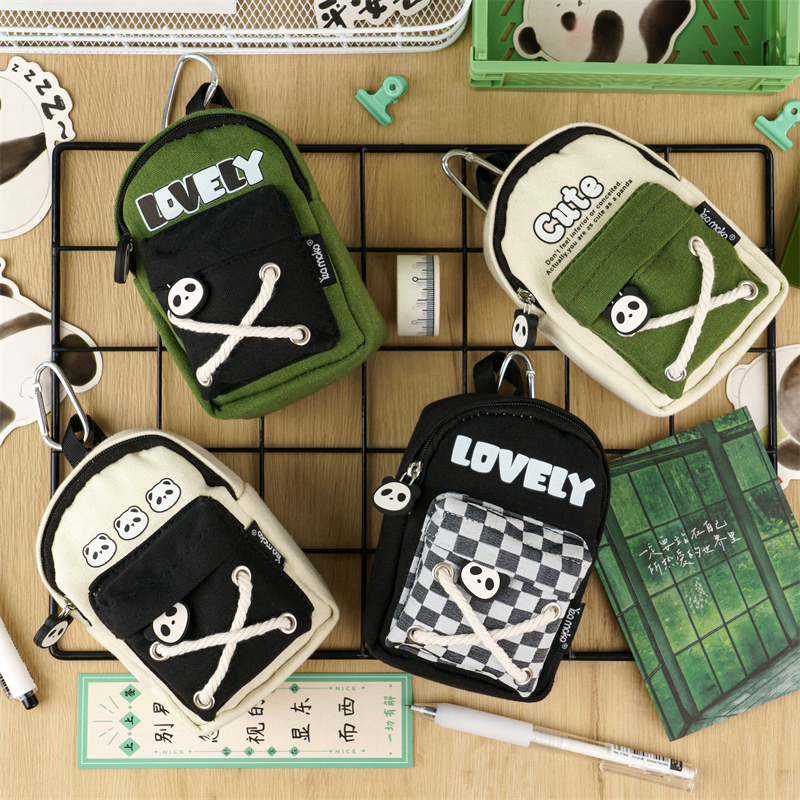 MK-7822 PANDA Tas Sekolah Dompet Tas Pena Tas Dompet Koin Kanvas Portabel 04