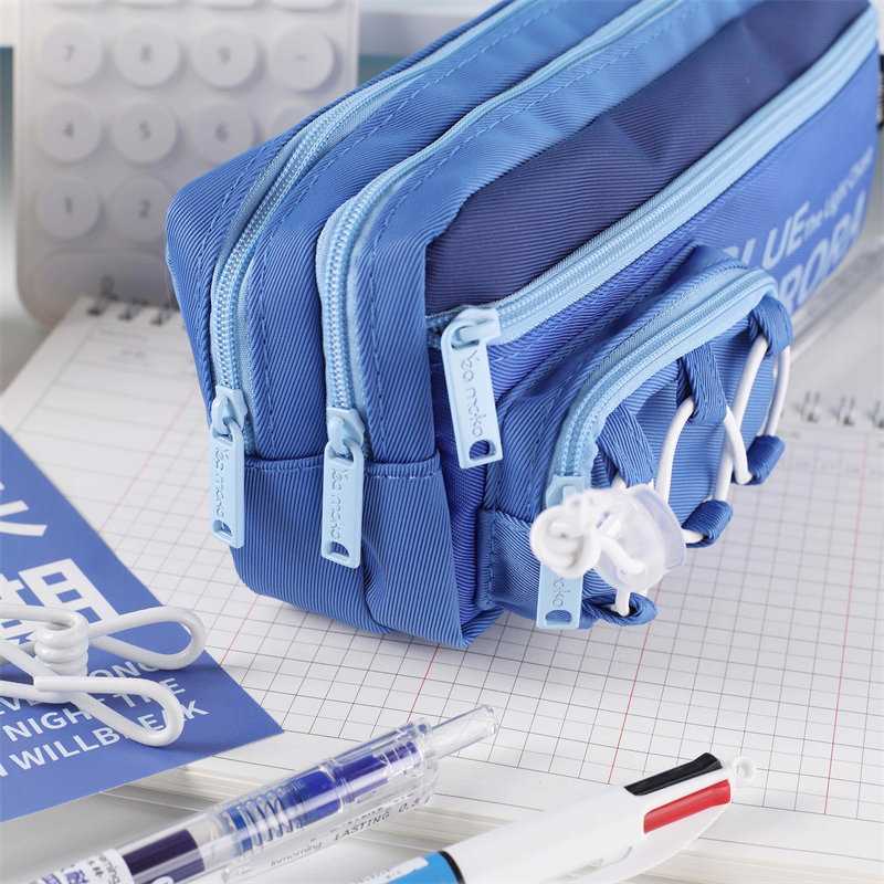 MK-8023 Dräi Zipper Stationery Pocket Square Pen Bag Canvas Pencil Bag 01