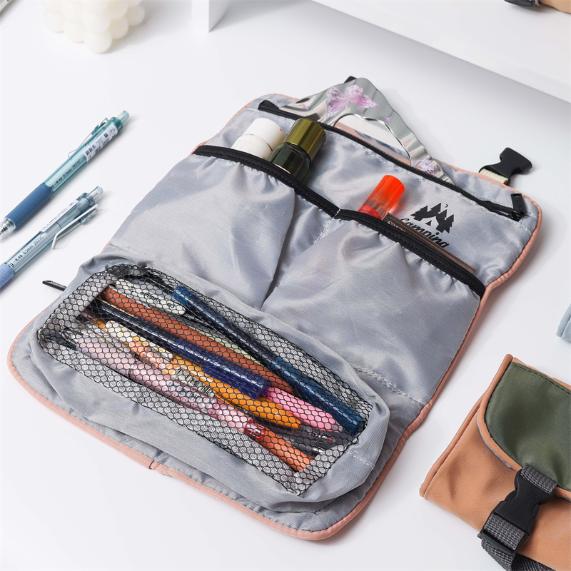 MK-8042 Canvas Pencil Bag Big Capacity Handheld Pen Bag Muti-functional Study Stationery Pocket 09