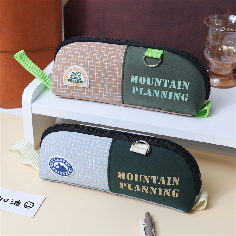 MK-8044 Triangle Canvas Pen Bag Handheld Canvas Pencil Bag Multi-functional Stationery Schoolbag 06