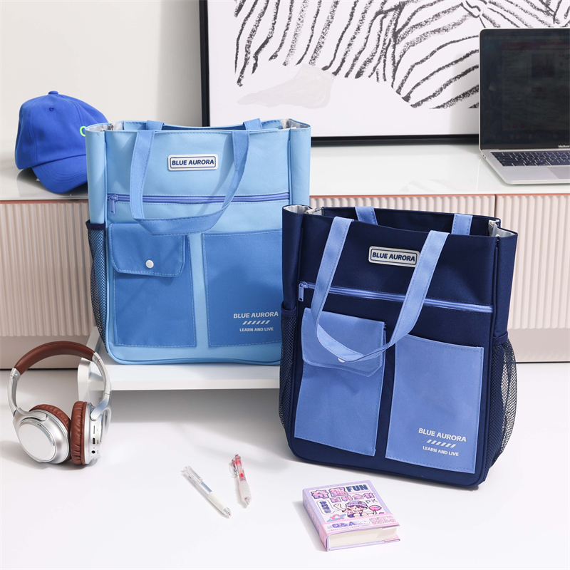 MK-8067 Handheld Pen Bag Oxford Mucheka Pencil Bag Muti-inoshanda Yekudzidza Stationery Homwe ine Front Bag 04