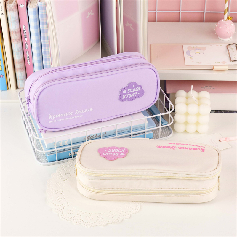 MK-8109 Canvas Pencil Case Double Stationery Paosy Fianarana Pen kitapo Kitapom-pianarana marobe 03