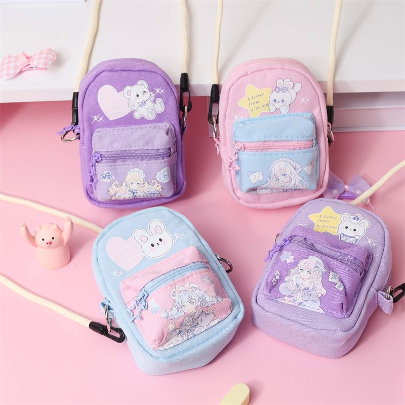 MK-8159 Crossbody Schoolbag Wallet Bag Canvas Pencil Bags Muti-functional Pencil Bag Study Stationery Pocket 06