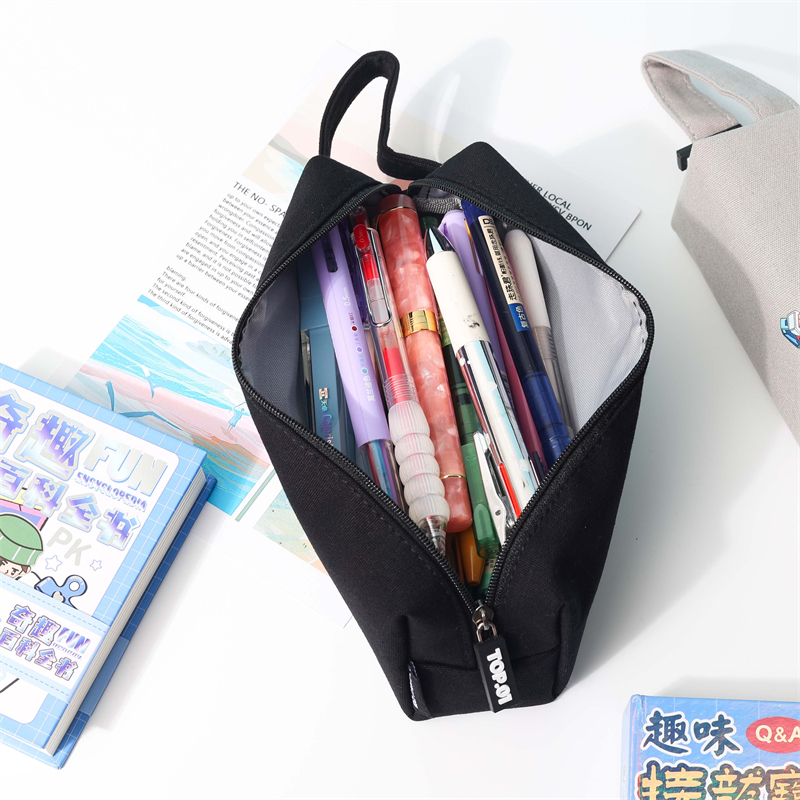 MK-8164 Big Square Pen Bag Multi-functional stationery Case Canvas Pencil Bag School Study Bag (1)