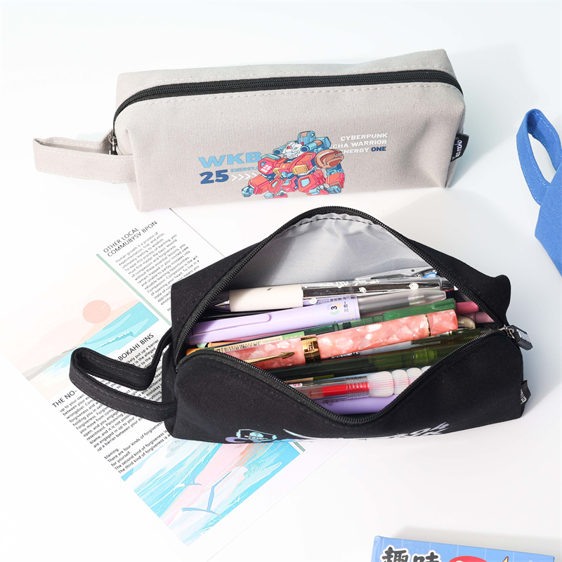 MK-8164 Big Square Pen Bag Bags Multi-functional stationery Case Canvas Pencil Bag School Study Bag (4)