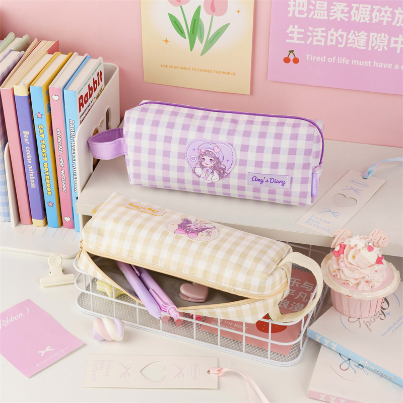 MK-8209 Big Square Pencil Bag Canvas Pen Bag Multi-functional Stationery Pocket Study Bag 10