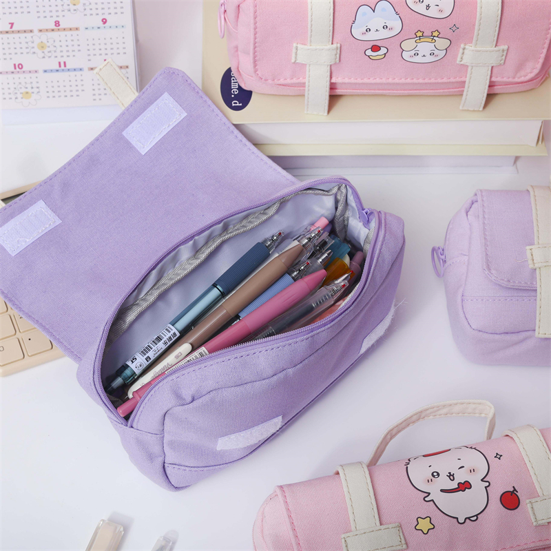 MK-8241 Horizontal Schoolbag Wallet Bag Canvas Pencil Bag Muti-functional Pencil Bag Study Stationery Pocket (6)