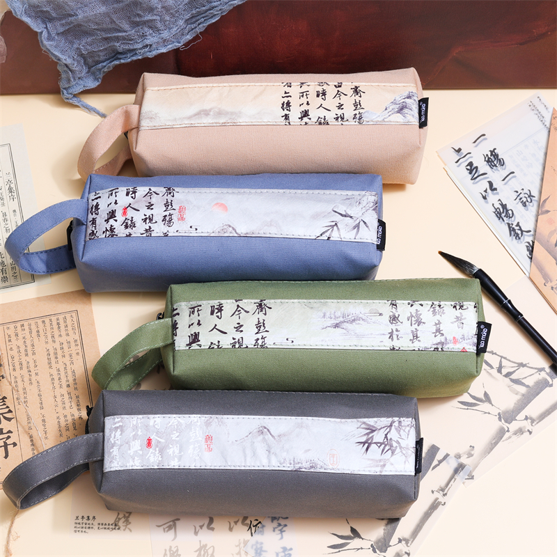 MK-8252 Big Square Pen Bag Multi-functional Stationery Case Canvas Pencil Bag School Study Bag (5)