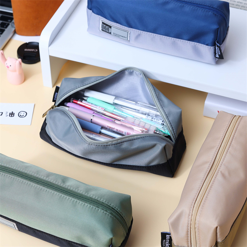 MK-8271 Big Square Pen Bag Multi-functional Stationery Case Canvas Pencil Bag School Study Bag (2)