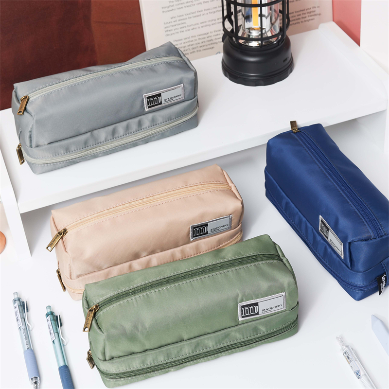 MK-8276 Square Pen Bag Multi-functional Stationery Case Canvas Pencil Bag School Study Bag (7)