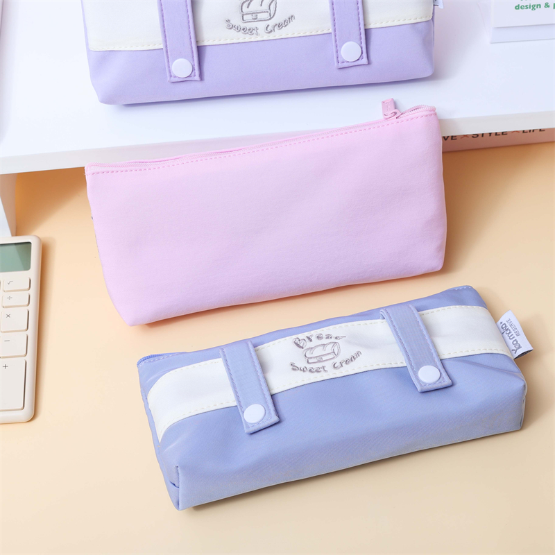 MK-8278 Big Capacity Pen Bag Triangle Canvas Pencil Bag Handheld Multi-functional Stationery Schoolbag (4) လုံး၊