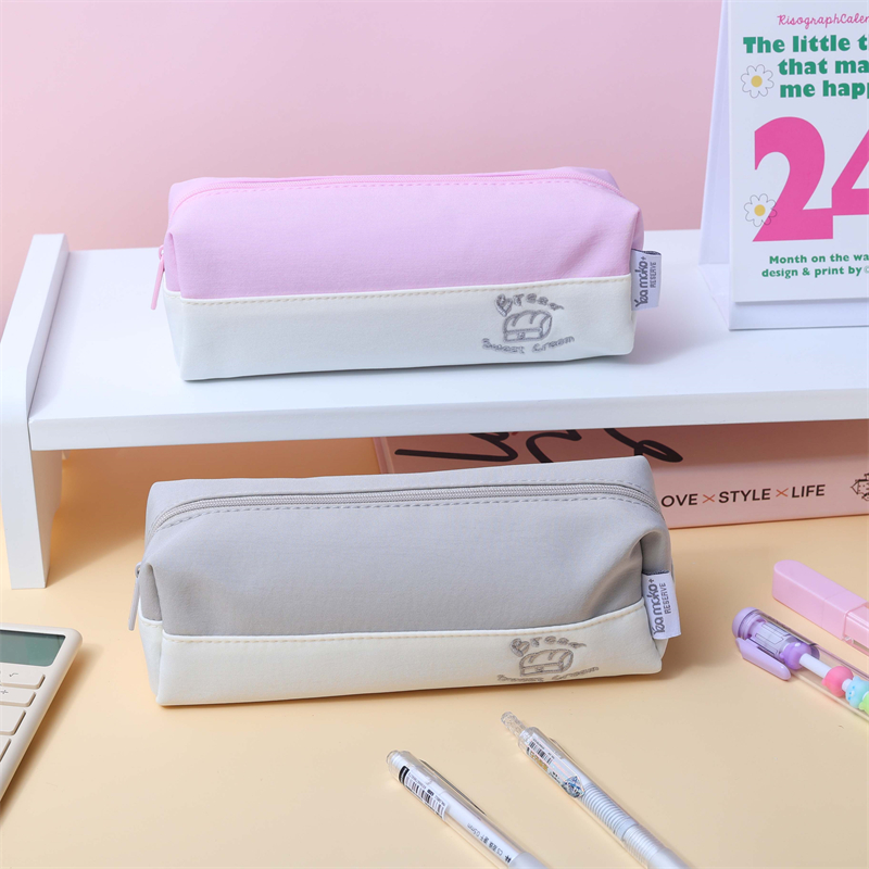 MK-8280 Big Square Pen Bag Multi-functional Stationery Case Canvas Pencil Bag School Study Bag (4)