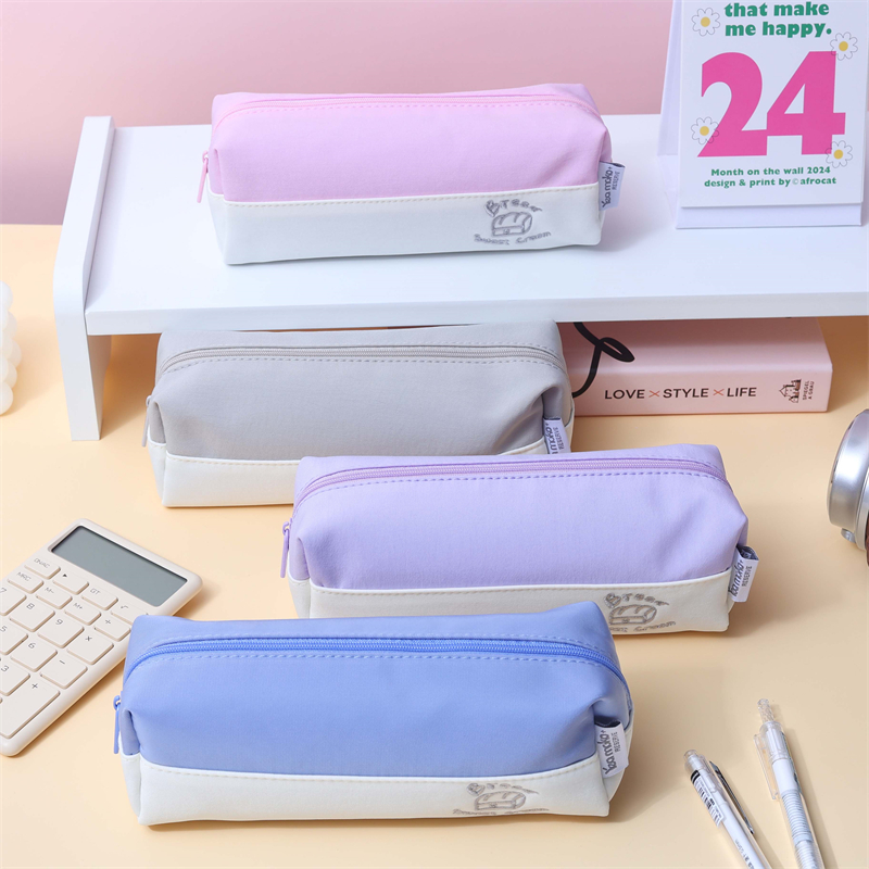 MK-8280 Big Square Pen Bag Multi-functional na Stationery Case Canvas Pencil Bag Bag ng Pag-aaral sa Paaralan (7)