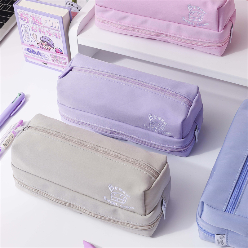 MK-8285 Big Square Pen Bag Bags Multi-functional stationery Case Canvas Pencil Bag School Study Bag (6)