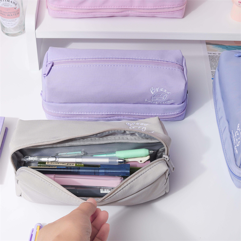 MK-8285 Big Square Pen Bag Multi-functional Stationery Case Canvas Pencil Bag School Bag (7)