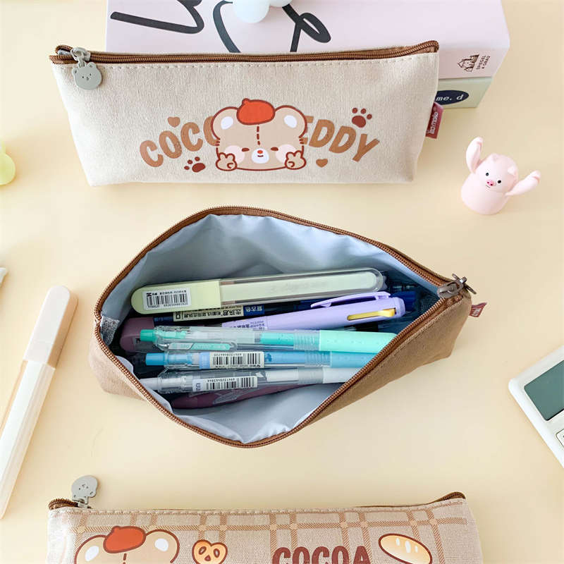 MK-8313 Big Triangle Canvas Pencil Bag Big Capacity Pen Bag Handheld Multi-functional Stationery Schoolbag (9)