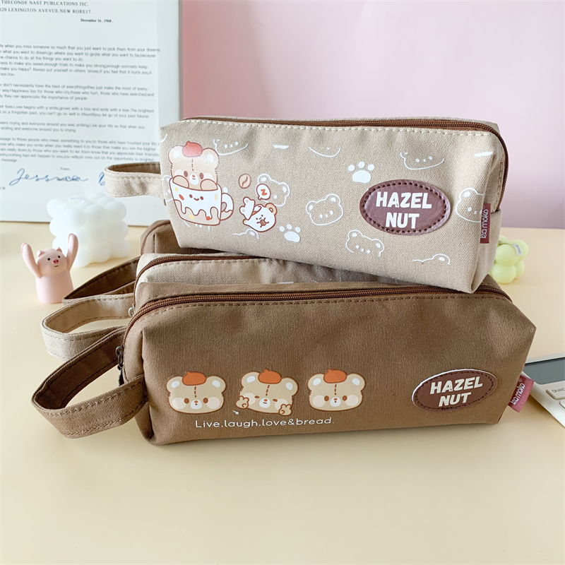 MK-8314 Big Square Pen Bag Multi-functional Stationery Case Canvas Pencil Bag School Study Bag (6)