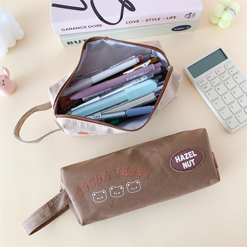 MK-8314 Big Square Pen Bag Multi-functionery Case Canvas Pencil Bag School Bag (8)