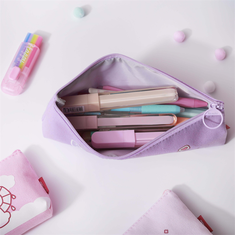 MK-8321 Big Triangle Canvas Pencil Bag Big Capacity Pen Bag Handheld Multi-functional Stationery Schoolbag (3)