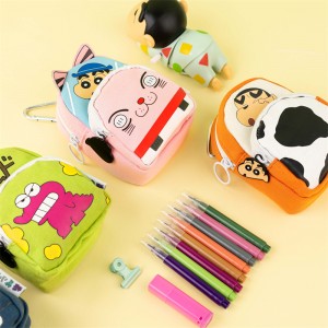 MK-8393 Crayon Shin Chan Mini Kalem Çantası Büyük Kapasiteli Kalem Çantası Kanvas Çok Fonksiyonlu Kırtasiye Okul Çantası (10)