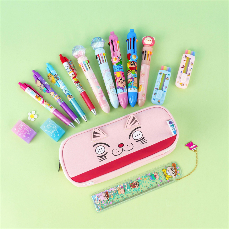 MK-8494 Crayon Shin Chan Tas Pensil Lapis Ganda Tas Pena Kapasitas Besar Tas Sekolah Alat Tulis Kanvas Multifungsi (11)