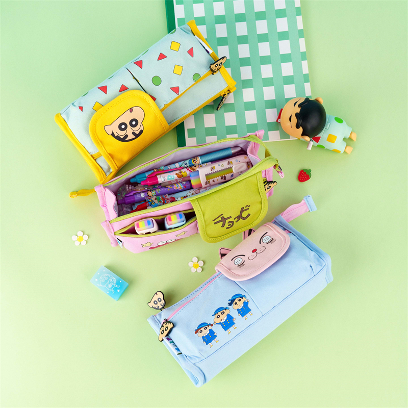 MK-8495 Crayon Shin Chan Front Pocket Pencil Bag Big Capacity Pen Bag Canvas Multi-functional Stationery Schoolbag (7)