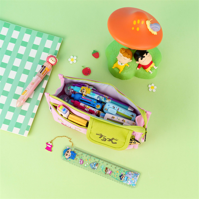 MK-8495 Crayon Shin Chan Front Pocket Pencil Bag Big Capacity Pen Bag Canvas Multi-functional Stationery Schoolbag (9)