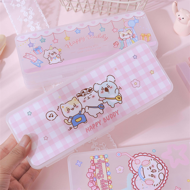 MK-8586 PP Bilayer Pencil Case Laba sagxad leh Sanduuqa Qoraallada Barashada Laba lakab oo Bac Qalin ah Shandad Dugsiyeedka Barashada Shandad Qalin oo shaqaynaysa (1)