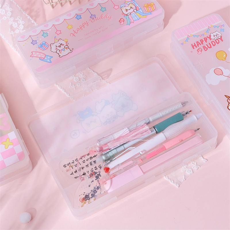 MK-8586 PP Bilayer Pencil Case okpukpu abụọ igbe akwụkwọ ọmụmụ akpa akwụkwọ pensụl na-arụ ọrụ ọtụtụ ihe na-arụ ọrụ (5)