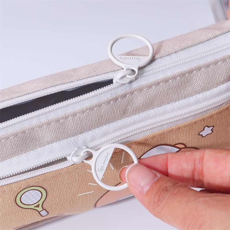 MK-8601 Handheld Pen Bag Double Layer Schoolbag Canvas Pencil Bag Muti-functional Study Stationery Pocket (6)