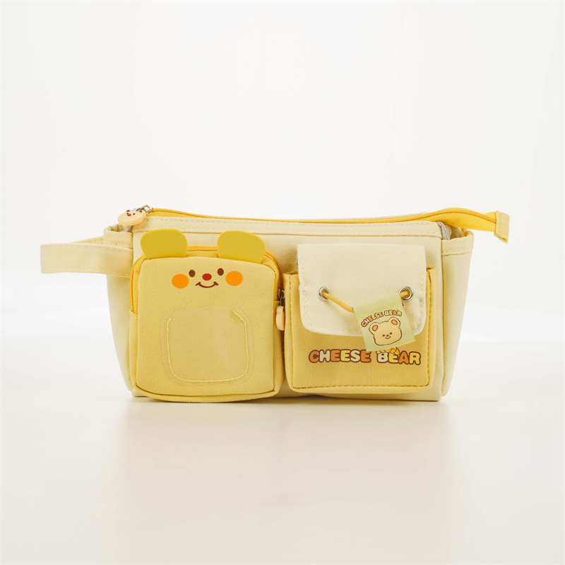 MK-8748 Double Front Pockets Canvas Pencil Bag Nla Agbara Pen Bag Olona-iṣẹ Idapo Ohun elo Ohun elo (12)