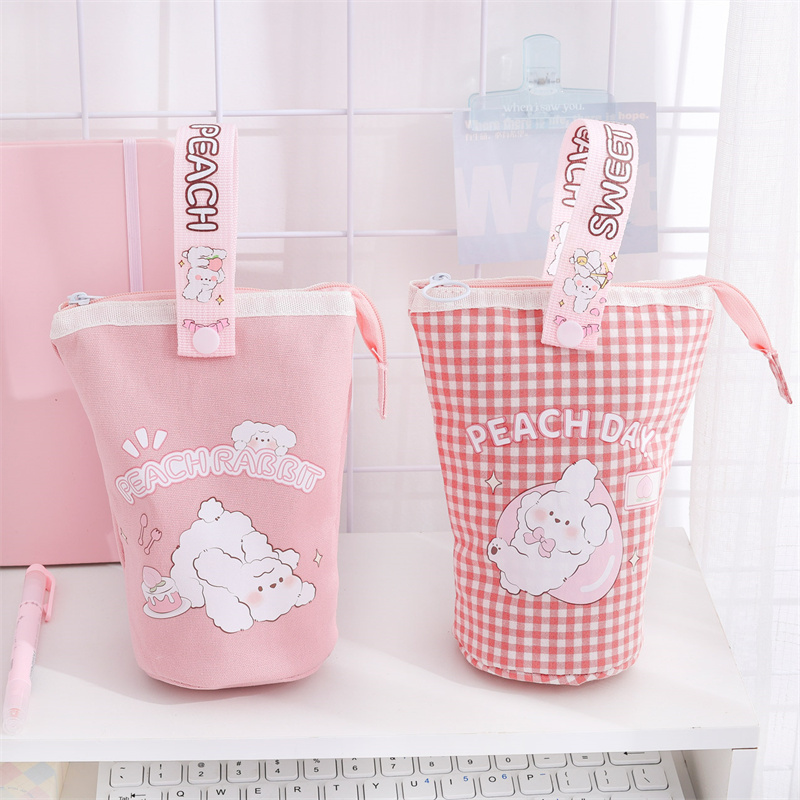 Peach Bunny Multifunktion Bucket Pencil Bag02