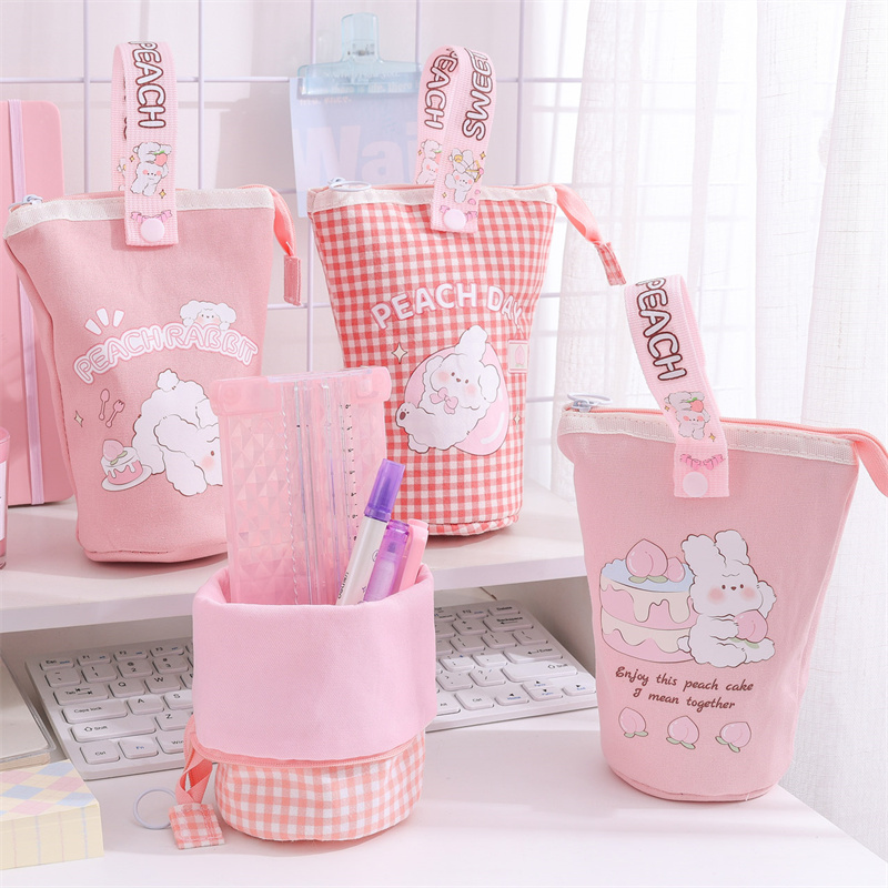 Peach Bunny Multifunktion Bucket Pencil Bag04