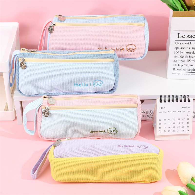 Waffle Puppy Double Layer Multifunction Pencil Bag04