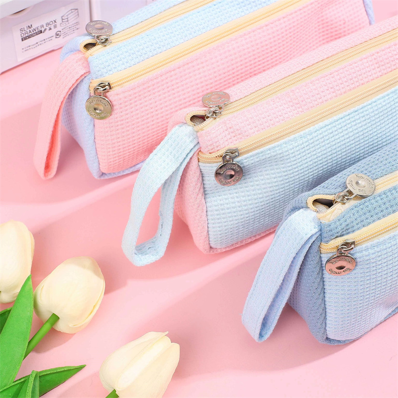 Waffle Ci bach Haen ddwbl Pensil Bag06